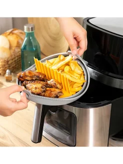 Faltbarer Silicon-Einsatz für Heißluftfritteusen in Gelb/ Grau - Ø 21,5 cm