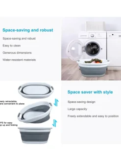 Faltbarer Wäschekorb in Grau - Weiß