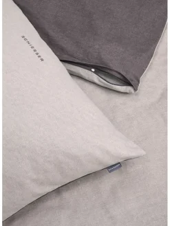 Feinbiber-Bettwäsche-Set in Anthrazit/ Beige