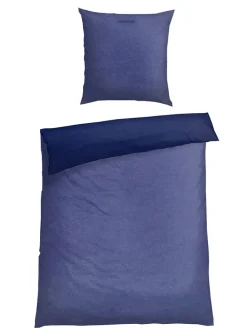 Feinbiber-Bettwäsche-Set in Dunkelblau