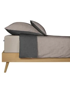 Feinbiber-Bettwäsche-Set in Anthrazit/ Hellbraun