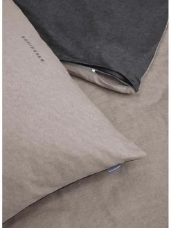 Feinbiber-Bettwäsche-Set in Anthrazit/ Hellbraun