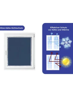 Fenster-Sonnenschutz in Blau/ Silber - (L)92 x (B)59 cm