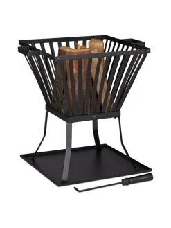 Feuerkorb in Schwarz - (B)56,5 x (H)56 x (T)45 cm