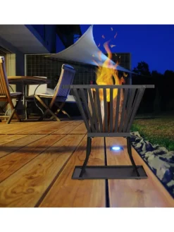 Feuerkorb in Schwarz - (B)56,5 x (H)56 x (T)45 cm