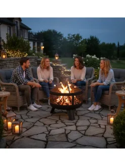 Feuerschale in Schwarz - (H)60 x Ø 60 cm