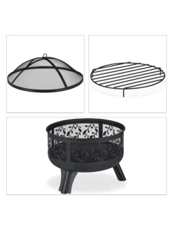 Feuerschale in Schwarz - (H)60 x Ø 60 cm