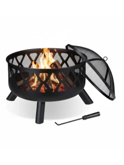 Feuerschale mit Funkenschutz in Schwarz - Ø 62 cm