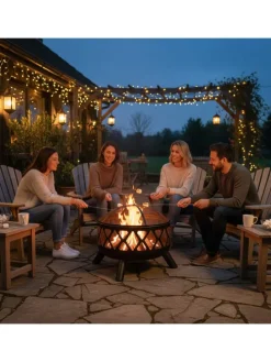 Feuerschale mit Funkenschutz in Schwarz - Ø 62 cm