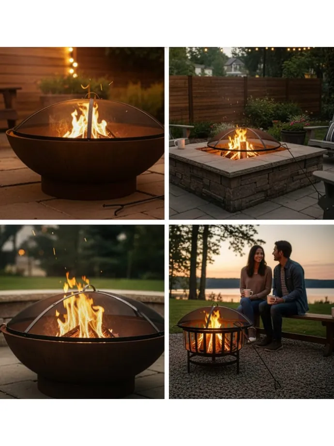 Feuerschalen-Funkenschutz in Schwarz - Ø 90 cm