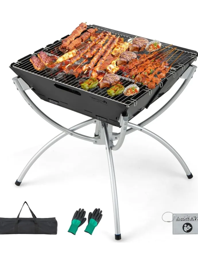 Feuerstelle Campinggrill 3in1 45x45x49cm in Schwarz
