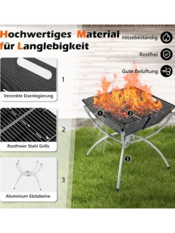 Feuerstelle Campinggrill 3in1 45x45x49cm in Schwarz