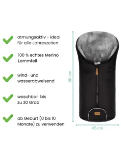 Fillikid Winterfußsack Pamir TOP in Schwarz-Grau