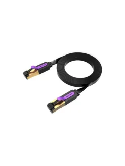 Flaches Netzwerkkabel UTP CAT7 RJ45 Ethernet 10Gbps 15m schwarz