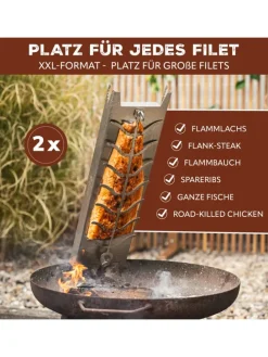 Flammlachshalter 2er Set aus Edelstahl, ca. 16 x 60 x 4 cm (B/H/T)