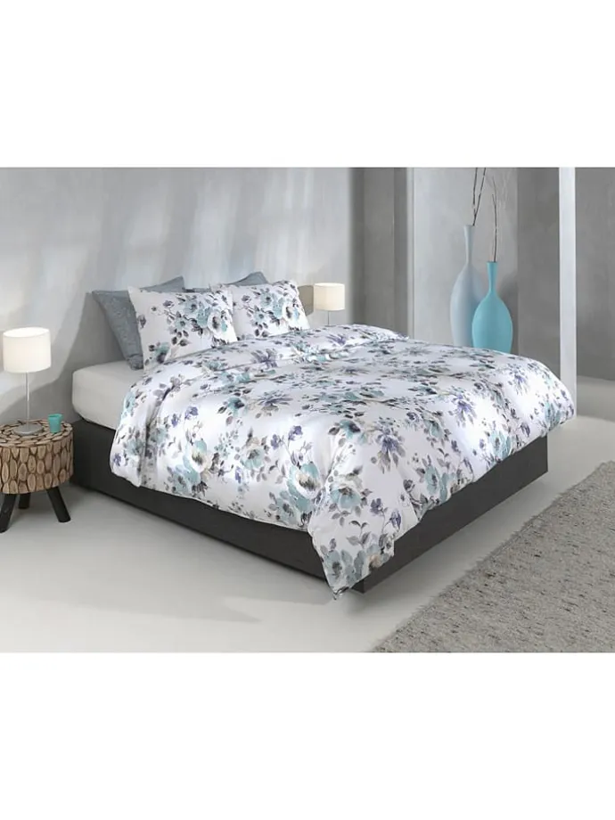 Flanell-Bettwäsche-Set "Celia" in Weiß/ MInt