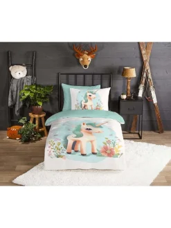 Flanell-Bettwäsche-Set "One" in Weiß/ Mint