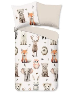 Flanell-Bettwäsche-Set "Sven" in Weiß/ Beige