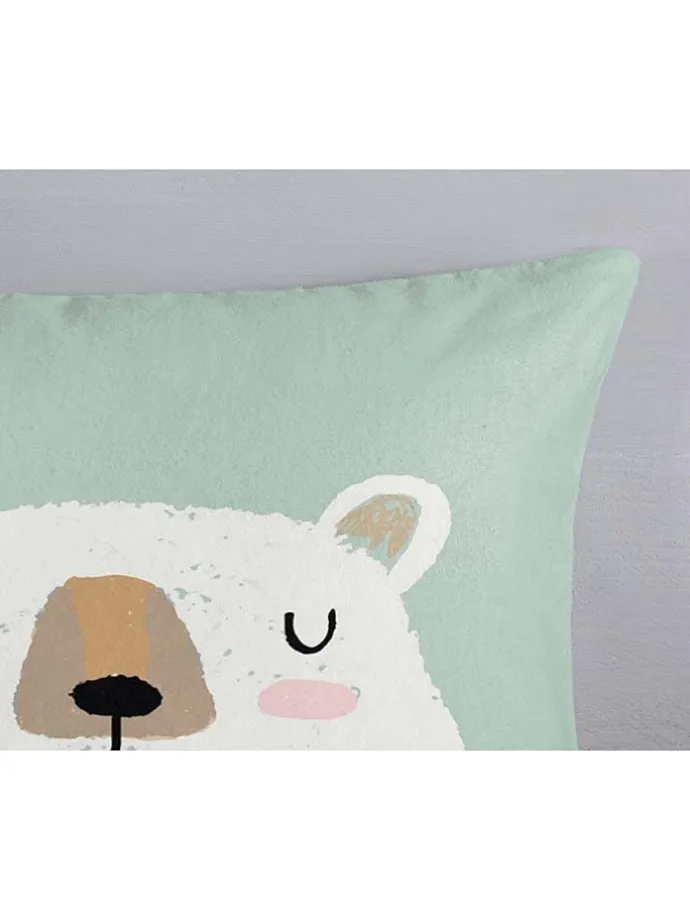 Flanell-Bettwäsche-Set "Ted" in Grün/ Weiß