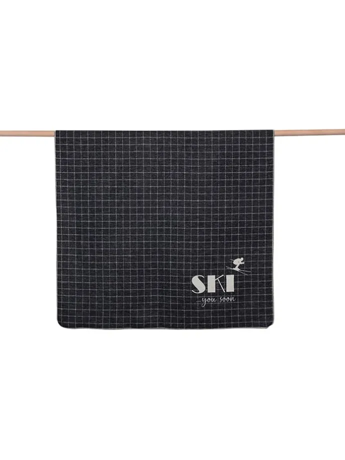 Flanelldecke "Silvretta - Ski You Soon" in Anthrazit