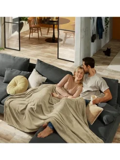 Fleece, Microfaser Wohndecke Amarillo in beige