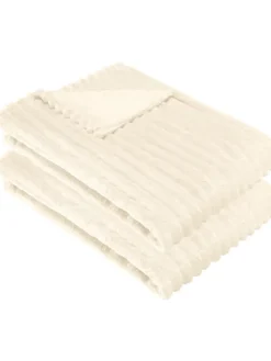 Fleece, Microfaser Wohndecke 2er-Pack Aosta in wollweiß