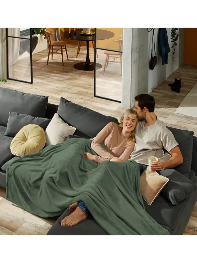 Fleece, Microfaser Wohndecke Amarillo in salbei