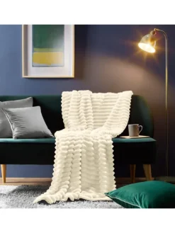 Fleece, Microfaser Wohndecke Aosta in wollweiß