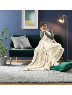 Fleece, Microfaser Wohndecke Aosta in wollweiß