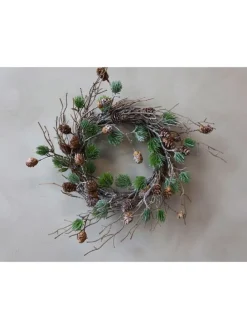 Fleur Kranz aus Zedernholz mit Zapfen in grün