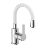 FLEXO Waschtischarmatur, Chrom/Weiß, mit flexiblem Auslauf