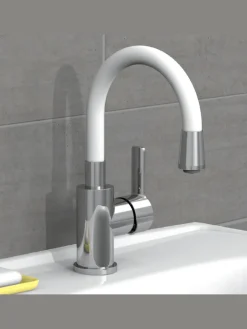 FLEXO Waschtischarmatur, Chrom/Weiß, mit flexiblem Auslauf