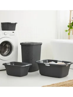 Flowers Wäschewanne 50l mit 4 Griffen, Kunststoff (PP) in Anthrazit