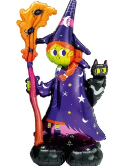 Folienballon "Scary Witch" in Lila/ Hellbraun/ Schwarz - (B)60 x (H)139 cm