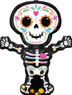 Folienballon "Skelett" in Weiß/ Schwarz - (B)66 x (H)86 cm