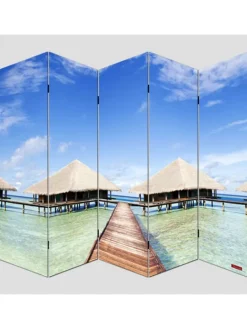 Foto-Paravent Bagheria, 180x200cm, Strand