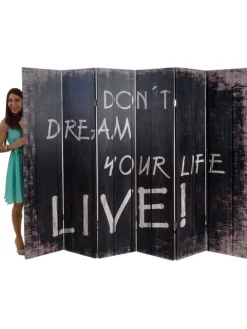 Foto-Paravent im Shabby-Look, 180x240cm, Spruch