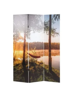 Foto-Paravent mit Schallschutz L55, 180x122cm Waldsee