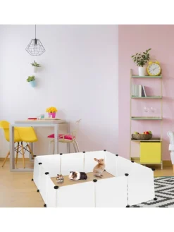 Freilaufgehege in Weiß - (B)110 x (H)92 x (T)110 cm