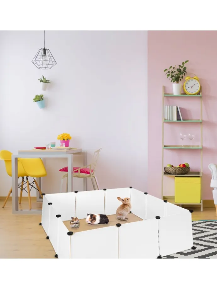 Freilaufgehege in Weiß - (B)110 x (H)92 x (T)110 cm