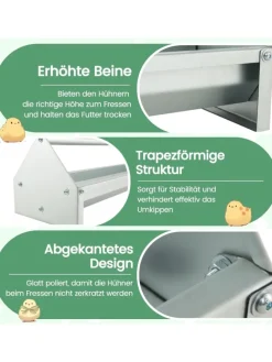 Futtertrog 15 L für 12 Hühner in Silber