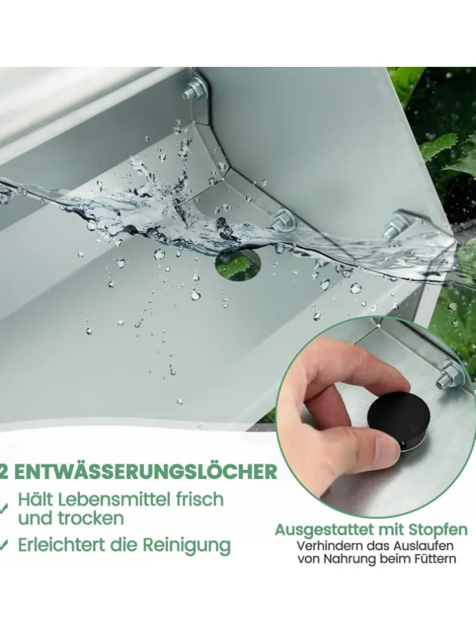 Futtertrog 15 L für 12 Hühner in Silber