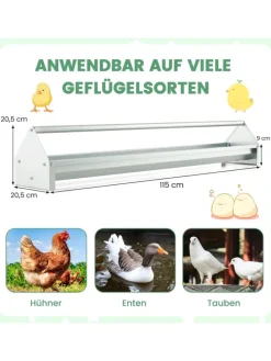 Futtertrog 15 L für 12 Hühner in Silber