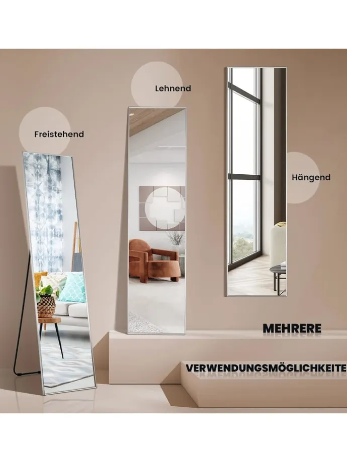 Ganzkörperspiegel 160x40cm in Silber