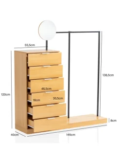Garderobe Eiche-Dekor 145x165x40 cm Flurgarderobe Modern,