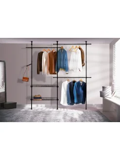 Garderobe in Schwarz - (B)177 x (H)278 x (T)35 cm