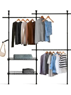 Garderobe in Schwarz - (B)177 x (H)278 x (T)35 cm