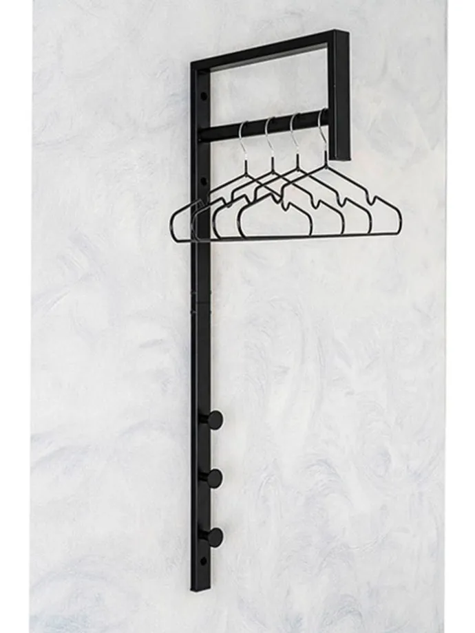 Garderobe in Schwarz - (B)30 x (H)82 x (T)3 cm