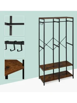 Garderobe in Schwarz/ Braun - (B)94,5 x (H)180 x (T)40 cm