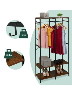 Garderobe in Schwarz/ Braun - (B)94,5 x (H)180 x (T)40 cm